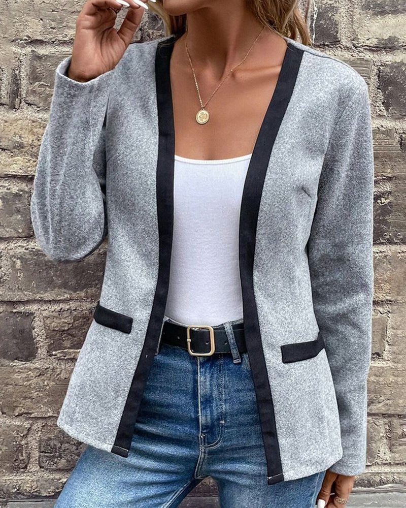 Élégante veste en maille de couleur contrastée