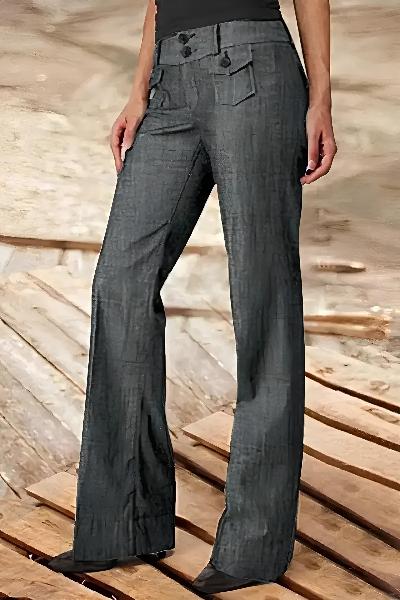 Pantalon élégant avec braguette à boutons pour femmes