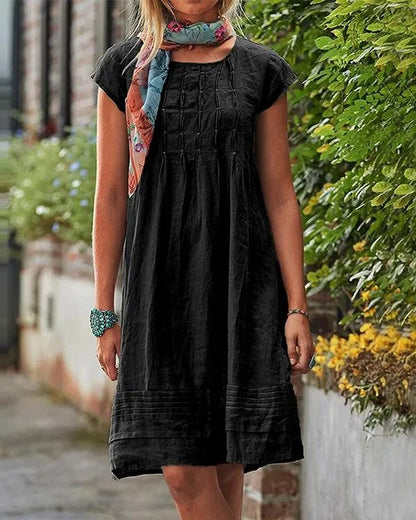 Maisie - Robes en lin unies vintage décontractées pour femmes