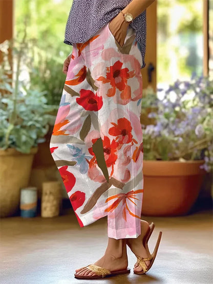 Pantalons à motifs floraux pour femmes