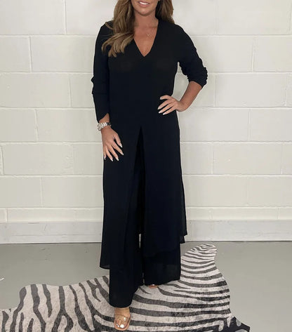 ELISSE | Ensemble 2 pièces décontracté : haut long, pantalon assorti