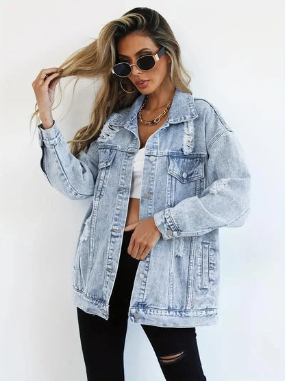 Veste en jean surdimensionnée tendance pour femmes
