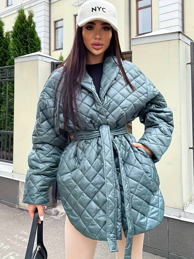 Veste midi à col en V pour femmes
