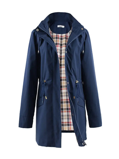 Veste imperméable classique pour l'extérieur avec imprimé et capuche pour femmes | Parfait pour les activités de plein air