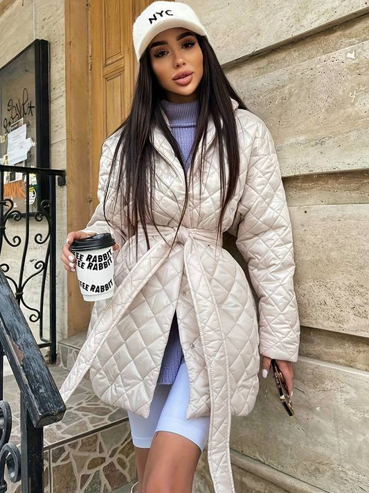 Veste midi à col en V pour femmes