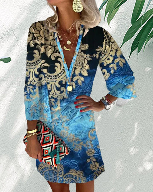 Robe à manches longues avec imprimé boho