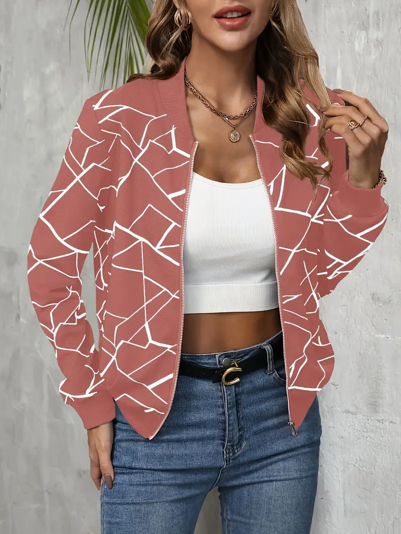 Sarah - Blouson bomber avec imprimé géo et fermeture éclair