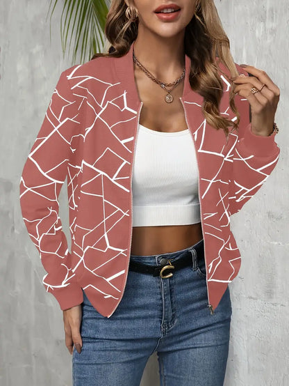 Sarah - Blouson bomber avec imprimé géo et fermeture éclair