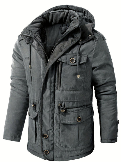 Vestes d'hiver décontractées de style cargo en coton avec poches pour hommes | Parfaites pour les activités de plein air