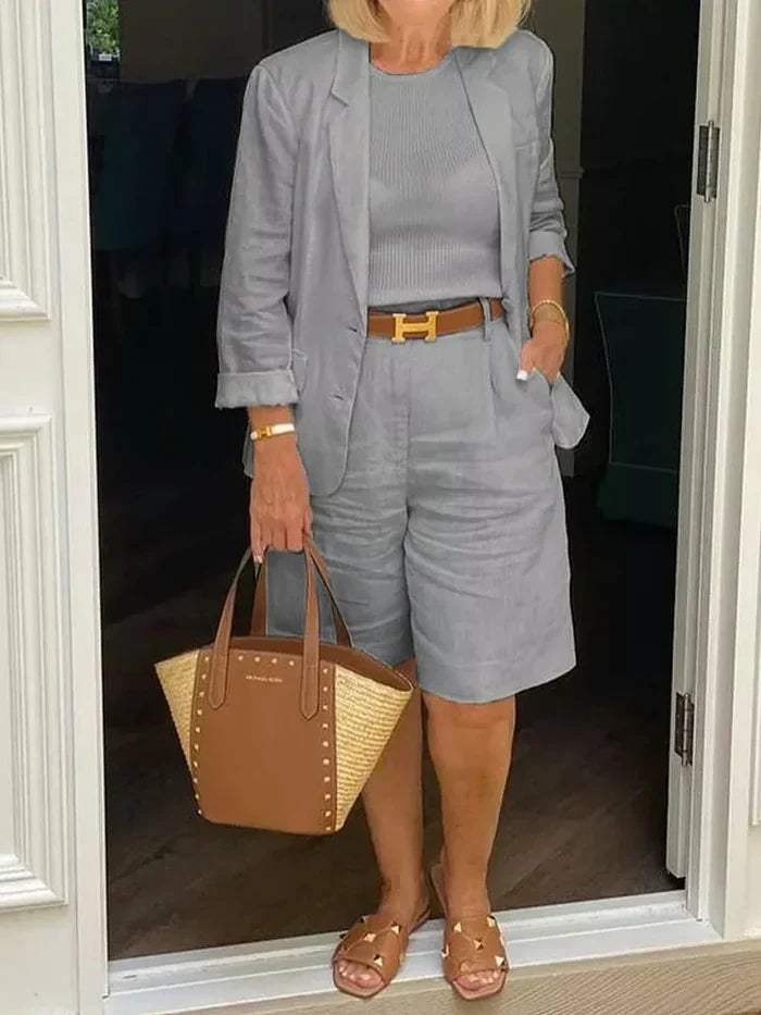 Ensemble pour femmes - Élégant blazer et short - Élégant - Idéal pour les journées chaudes