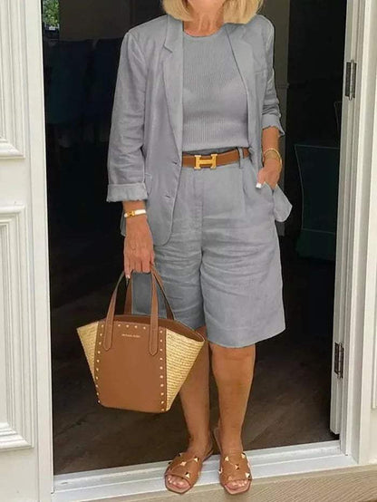 Ensemble pour femmes - Élégant blazer et short - Élégant - Idéal pour les journées chaudes