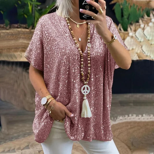 Wendy Bloes | Blouse à paillettes à col V