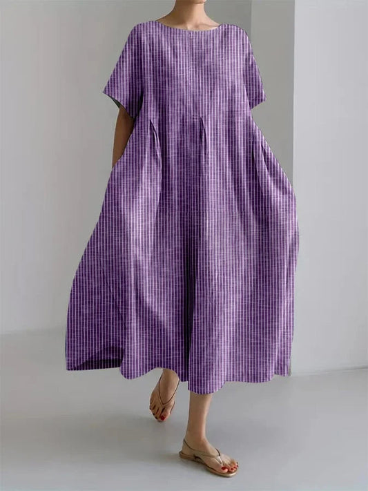 Robe longue décontractée à larges rayures et style rétro pour un usage quotidien