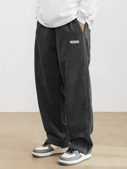 Pantalon en velours côtelé avec poches pour hommes - brui