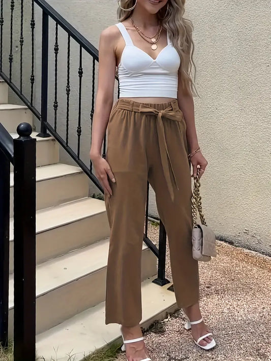 pantalon décontracté uni avec cravate