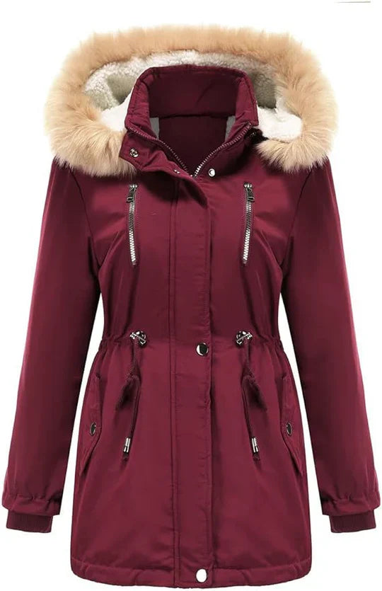 Lovi - manteau long avec capuche en fourrure synthétique et doublure en polaire