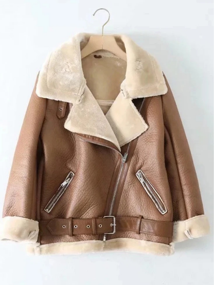 Zhavia Coat | Manteau chaud en fourrure Sherpa pour femme