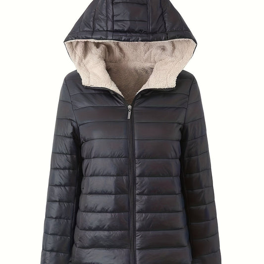 Nina | Veste bouffante chaude avec fermeture éclair et doublure en fausse fourrure