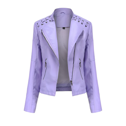 Veste en cuir PU avec fermeture éclair