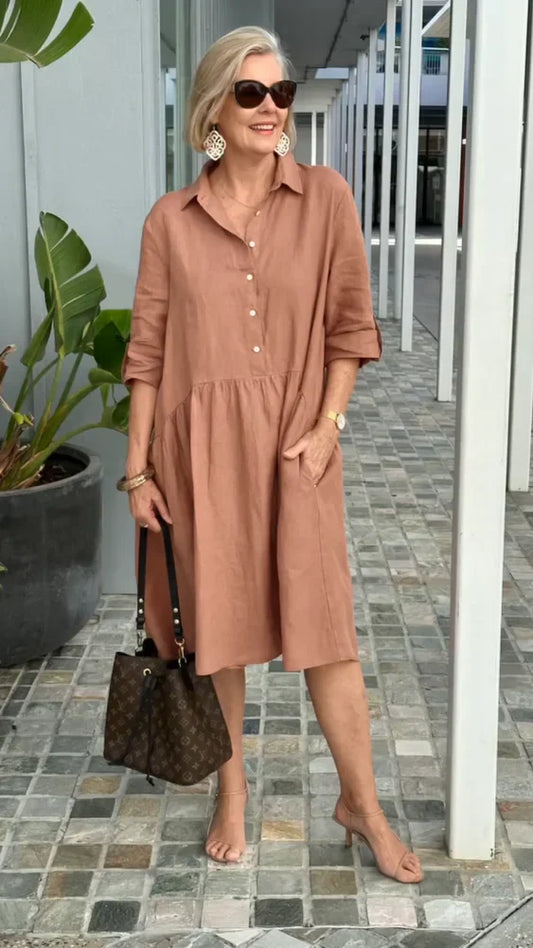 Nouvelle robe décontractée en lin et coton pour femmes
