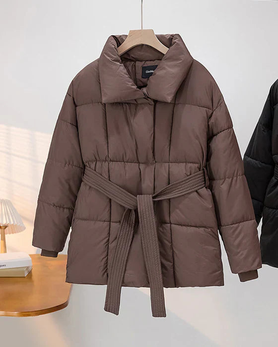 Décontracté - veste matelassée avec revers dans une couleur sobre