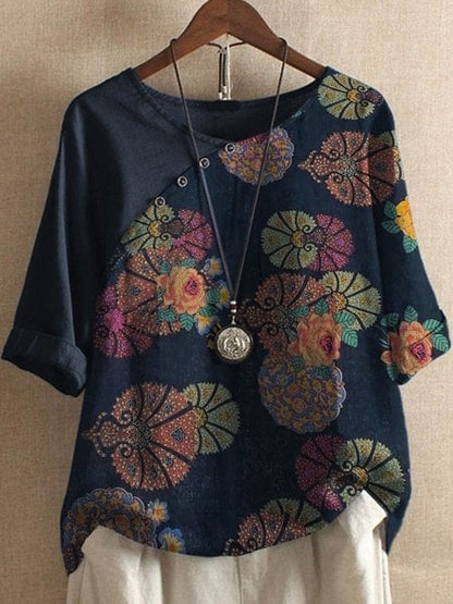 Vanessa | Chemise à manches courtes à motif floral Style Boho