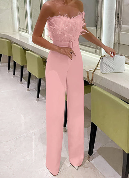 Arika | Tailleur élégant avec top à plumes