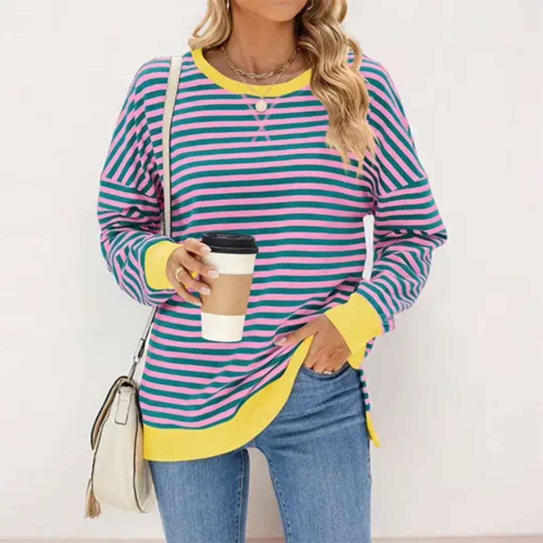 Adalenevin | Pullover rayé décontracté pour femme | Chaud