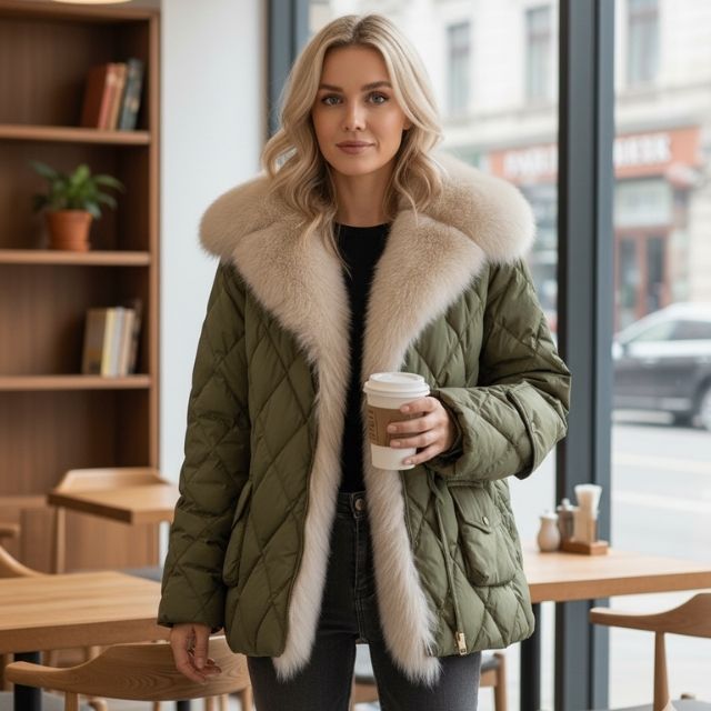 Adeline | Veste Femme Chaude avec Doublure en Duvet de Canard Chic