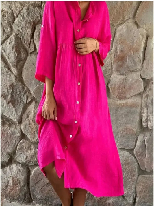 Juvylyn - Robe chemise ample en lin de coton