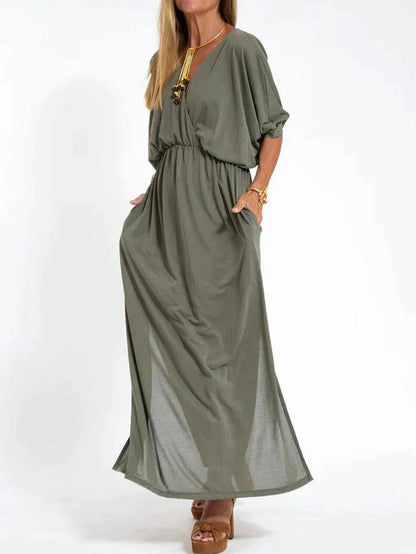 Allegra - Robe femme à encolure pointue et fendue