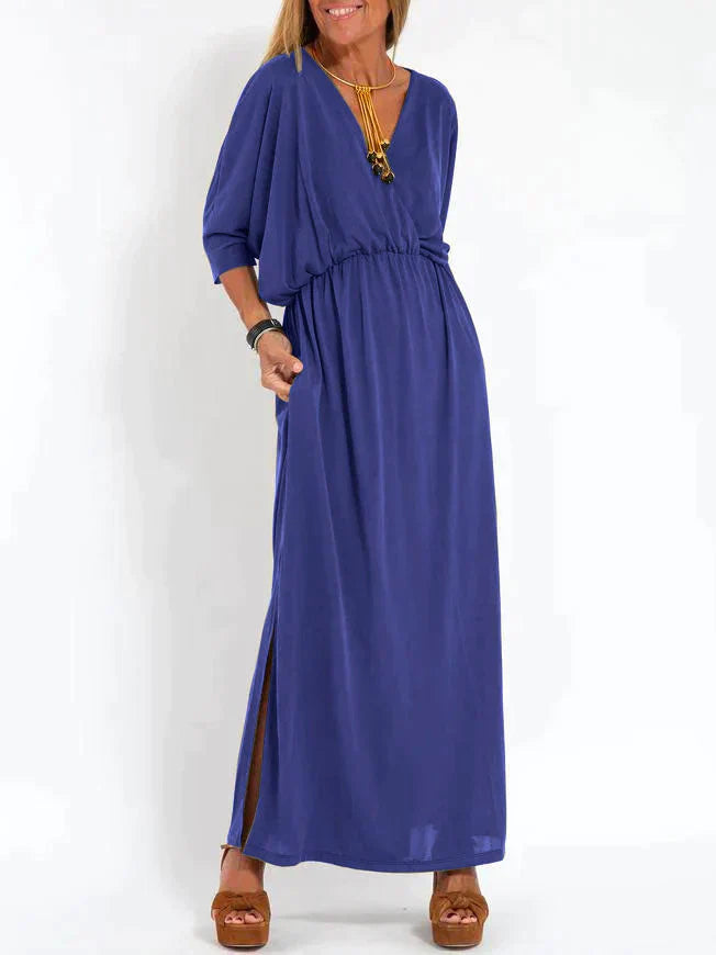 Allegra - Robe femme à encolure pointue et fendue