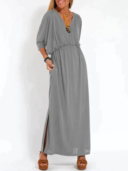 Allegra - Robe femme à encolure pointue et fendue