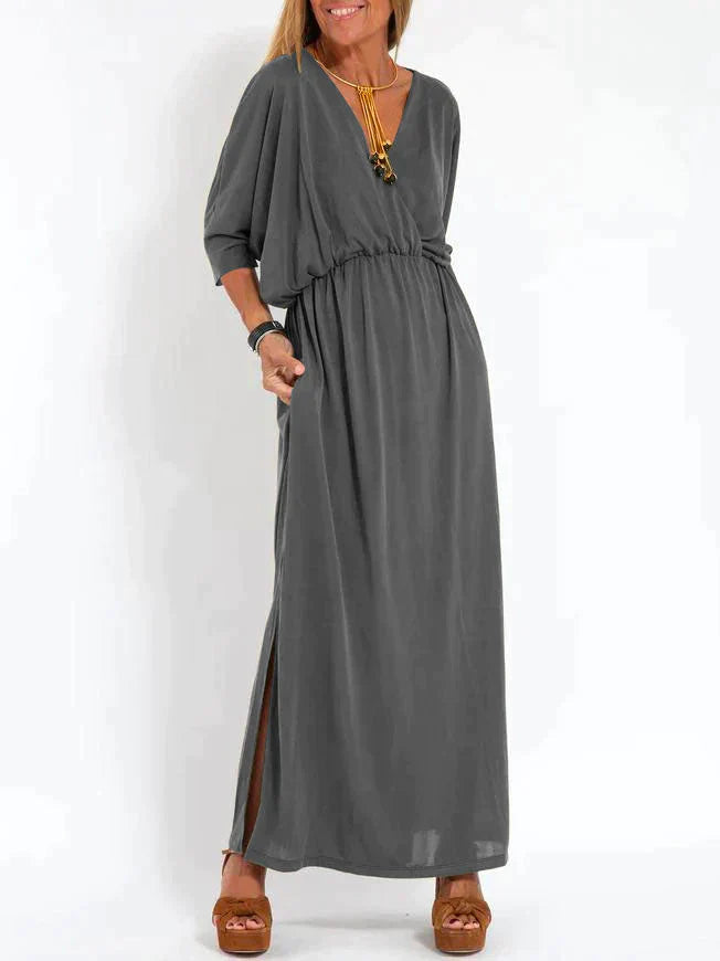 Allegra - Robe femme à encolure pointue et fendue