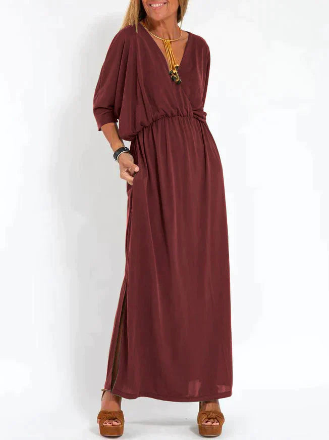 Allegra - Robe femme à encolure pointue et fendue