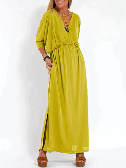 Allegra - Robe femme à encolure pointue et fendue