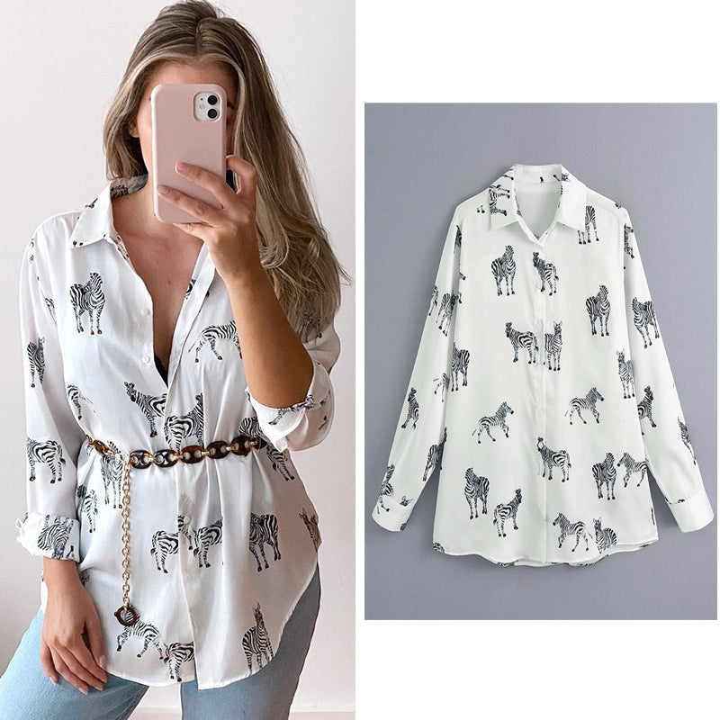Didi Animal Print Blouse | Une élégante blouse en satin pour femmes