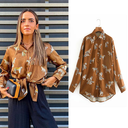 Didi Animal Print Blouse | Une élégante blouse en satin pour femmes