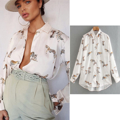 Didi Animal Print Blouse | Une élégante blouse en satin pour femmes