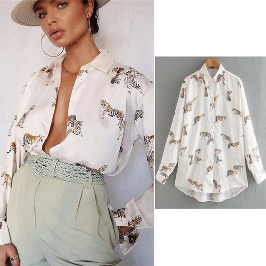 Didi Animal Print Blouse | Une élégante blouse en satin pour femmes