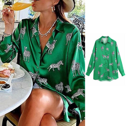 Didi Animal Print Blouse | Une élégante blouse en satin pour femmes