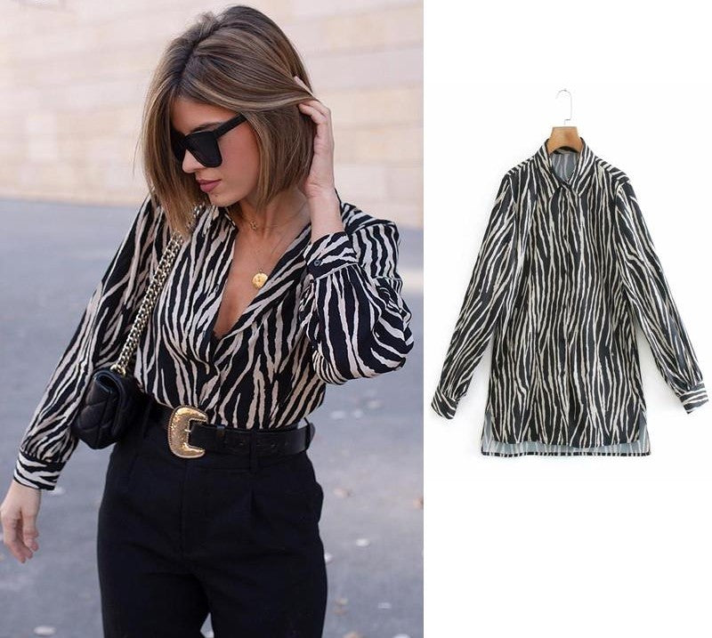 Didi Animal Print Blouse | Une élégante blouse en satin pour femmes