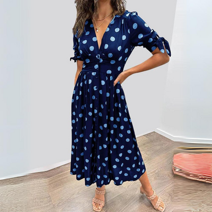 Anne - Robe midi à pois