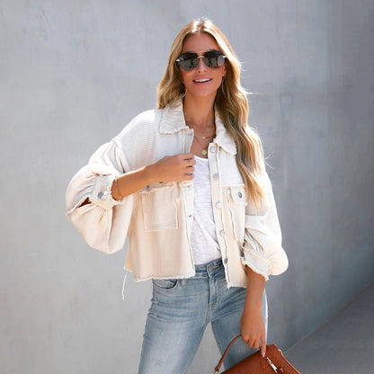 Gisele - Veste courte en velours côtelé élégante