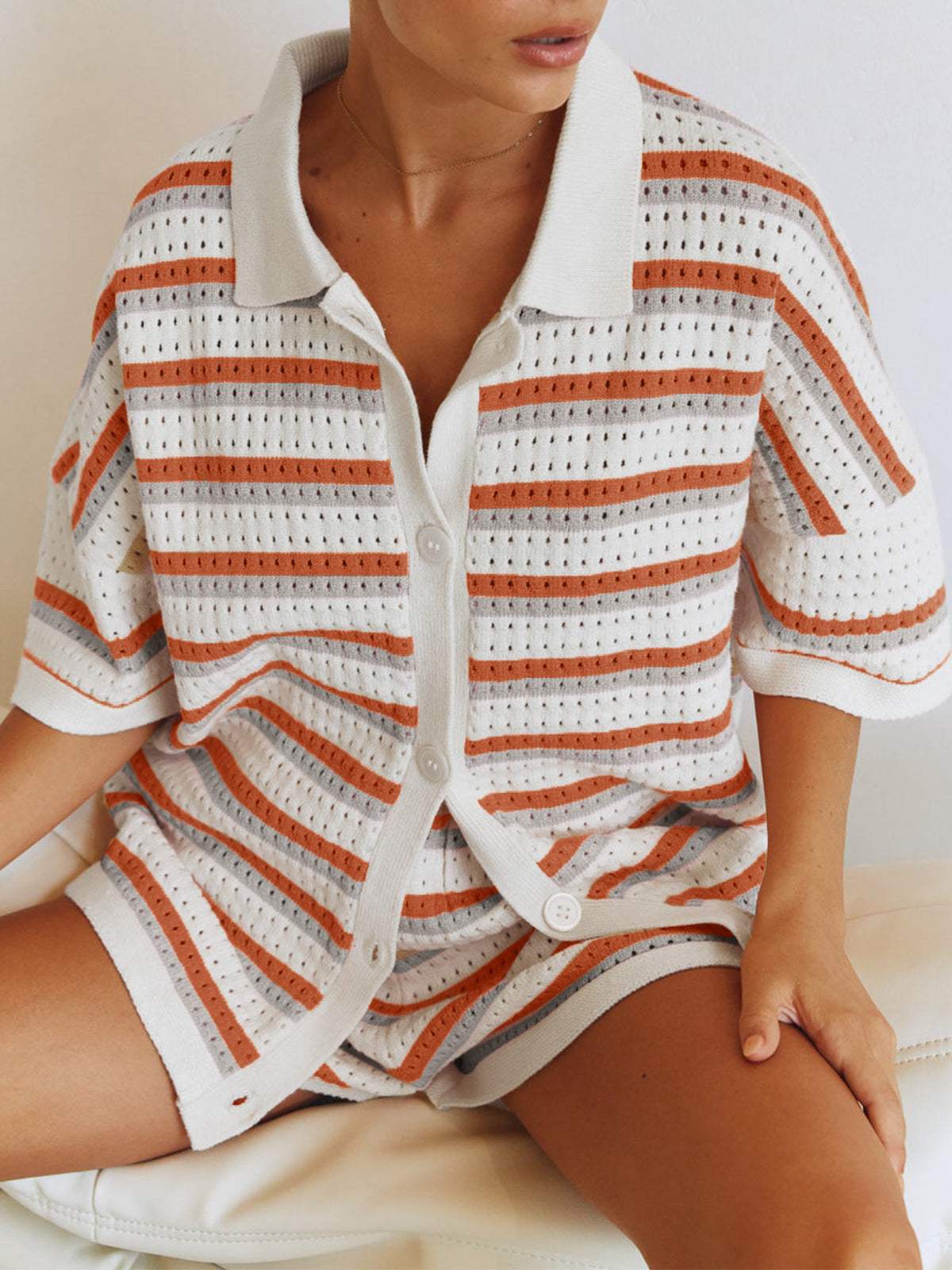 Ensemble pour femmes - Tendance - Top à manches courtes et pantalon assorti - Parfait pour les journées chaudes