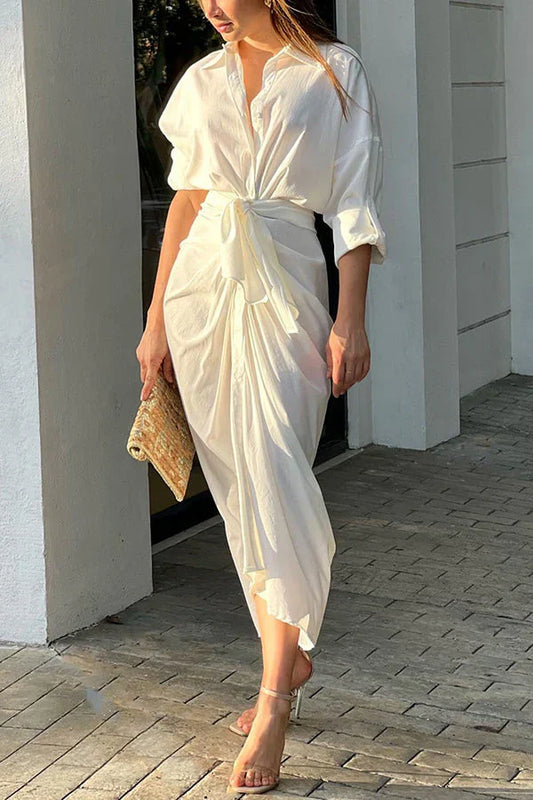 Ares - Robe midi avec fermeture à boutons
