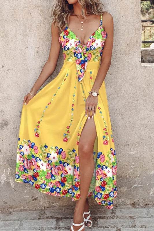 Arlowe - Robe longue imprimée décontractée avec dos nu et bretelles spaghetti