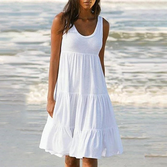 - Robe de plage sans manches à encolure ronde