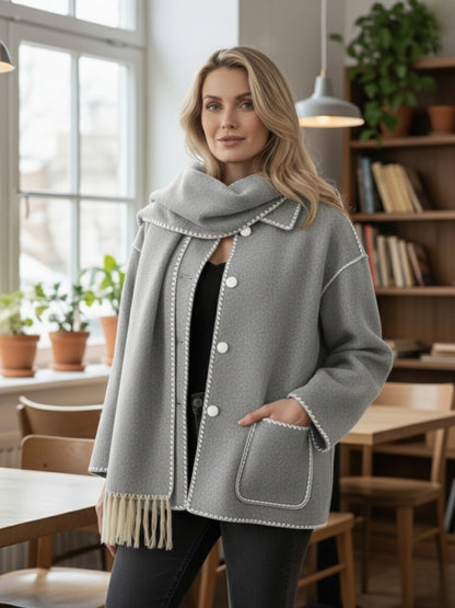 Atidu | Veste d’Apparat Femme avec Écharpe Chic et Confortable