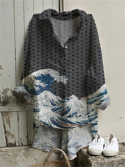 Austrea - Robe japonaise décontractée à manches courtes de style marin
